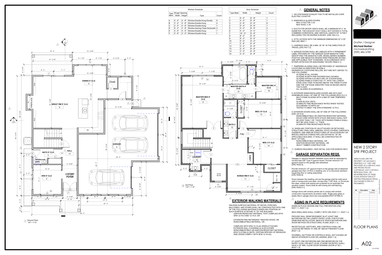 New single-family home permit plan sheet, Lake Riverside CA