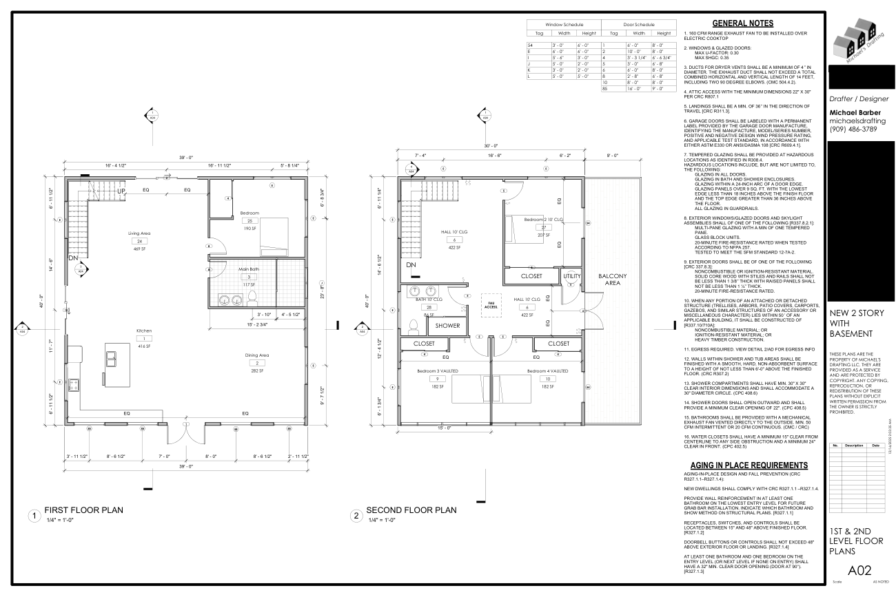 New single-family home permit plan sheet, Cedarpines Park CA